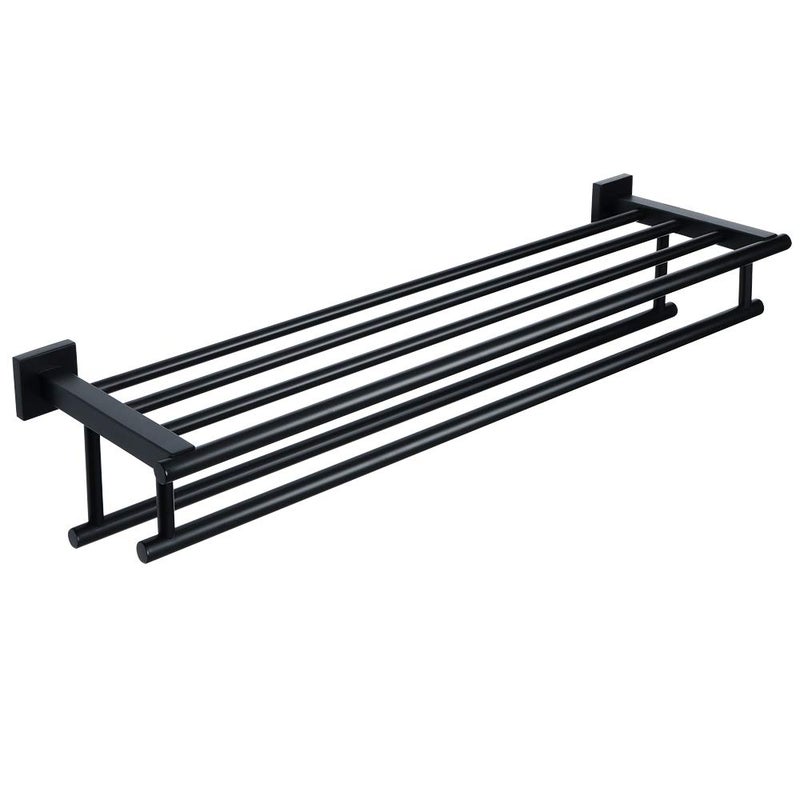 Alise Towel Rack for Bathroom Wall Mount,Double Towel Bars for Bathroom,28 Inch Bathroom Towel Holder Double Towel Bars with Shelf,SUS304 Stainless Steel Towel Hanger for Bathroom Walls,Matte Black - Image 1