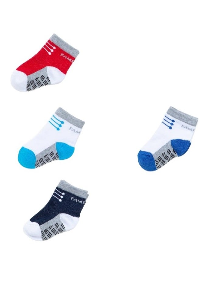 Generic Soft and Safe Socks for Newborns’ Skin – 4 Cheerful Pieces! (Multi-colored)  - Image 1