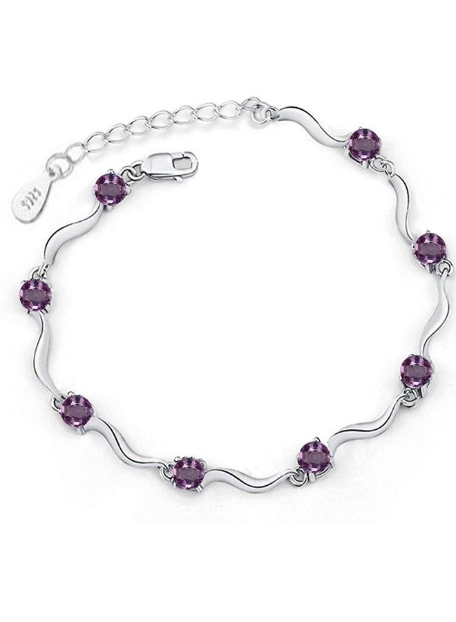 karatcart Platinum Plated Austrian Purple Crystal Silver Bracelet for Women & Girls - Image 1