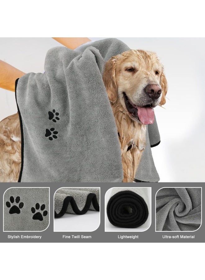 2Pieces Microfiber Pet Bath Towel Dog Towel.Dog Towel Soft Absorbent Drying for Small Medium Large Dogs and Cats with Great for Bathing and Grooming (35 x 20 Inch Grey) - Image 4