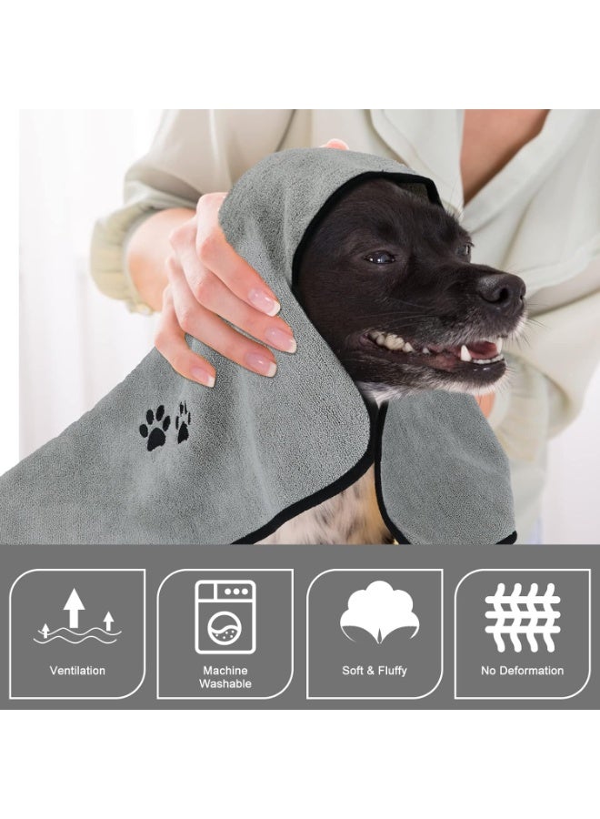 2Pieces Microfiber Pet Bath Towel Dog Towel.Dog Towel Soft Absorbent Drying for Small Medium Large Dogs and Cats with Great for Bathing and Grooming (35 x 20 Inch Grey) - Image 5