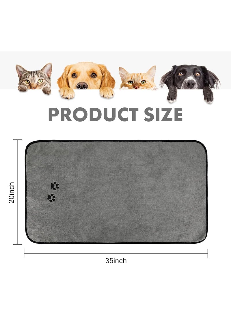 2Pieces Microfiber Pet Bath Towel Dog Towel.Dog Towel Soft Absorbent Drying for Small Medium Large Dogs and Cats with Great for Bathing and Grooming (35 x 20 Inch Grey) - Image 2