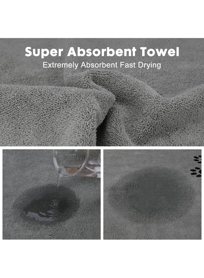 2Pieces Microfiber Pet Bath Towel Dog Towel.Dog Towel Soft Absorbent Drying for Small Medium Large Dogs and Cats with Great for Bathing and Grooming (35 x 20 Inch Grey) - Image 3