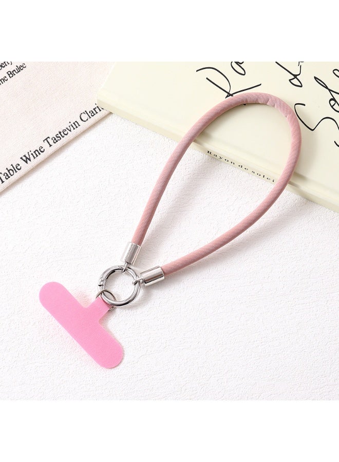 NIBEMINENT Phone Charm/ Chain Strap for Women Girls, Short Leather Cell Phone Case Lanyard Wrist Strap，K5305/Pink