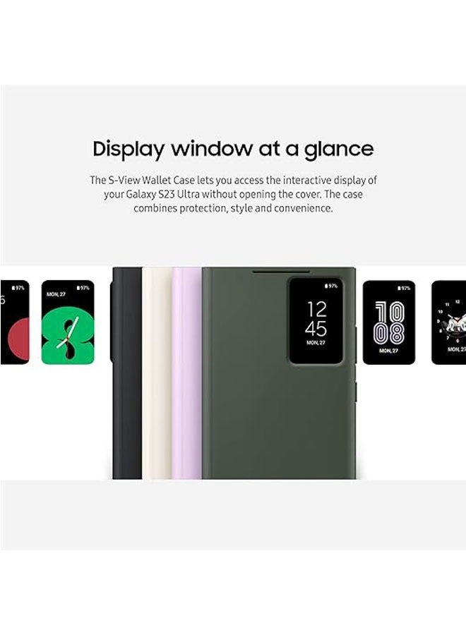 عام متوافق مع حافظة هاتف Samsung Galaxy S23 Ultra/S23 Plus/S23 S-View، حافظة بطاقات، نافذة شفافة قابلة للمس بالأصبع - Image 3