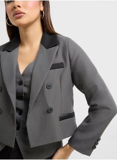 ELLA Cropped Blazer With Contrast Trim  - Image 3