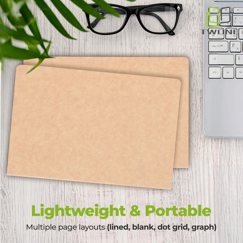 TWONE Travel Journal, 6 Pack Notebook Journal for Travelers Work School Writing Note Taking Kraft Brown Soft Cover A5 Notebooks 5.5â€ x 8.3â€, 60 Blank Pages, 30 Sheets - Image 3
