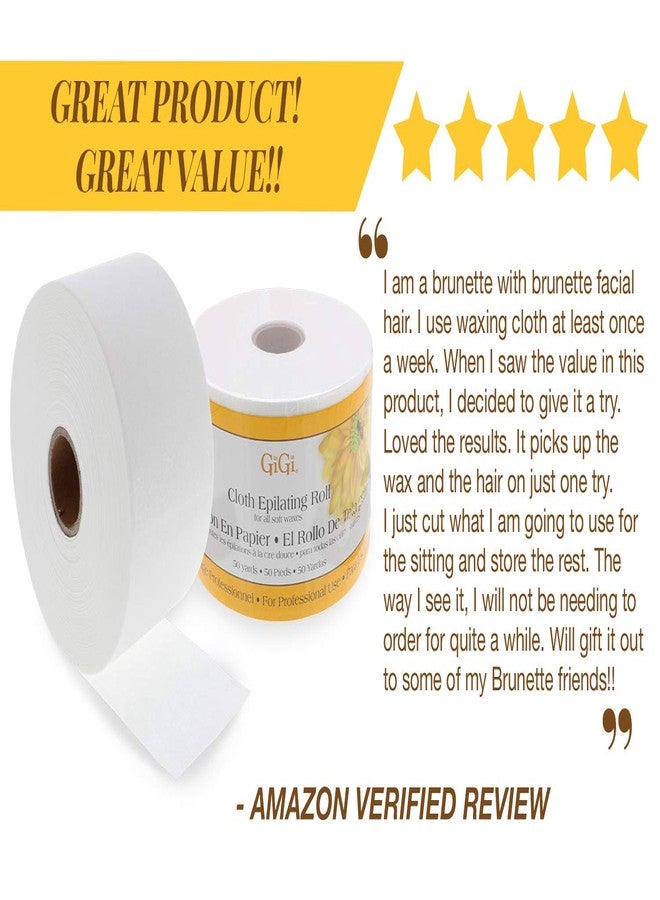 GiGi Non Woven Cloth Epilating Roll for Hair Removal, Facial Waxing Strip Roll For Soft Waxes, 50 Yards - Image 3