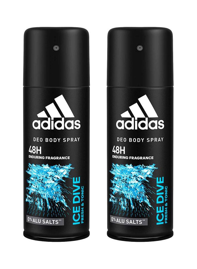 Adidas Ice Dive Deodorant Body Spray Black 2x150ml - Image 1