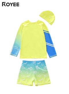 Royee Children's Little Dinosaur Swimsuit Long Sleeved One Piece Sun Proof Swimsuit With Hat For Height 70-120cm Boys  - Image 2
