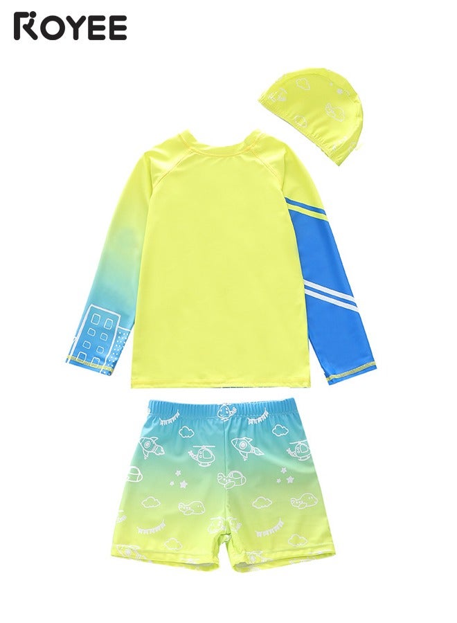 Royee Children's Little Dinosaur Swimsuit Long Sleeved One Piece Sun Proof Swimsuit With Hat For Height 70-120cm Boys  - Image 2