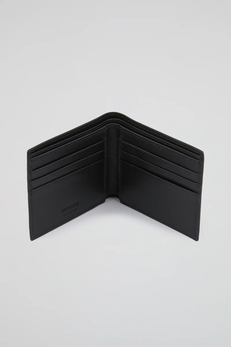 roberto cavalli Roberto Cavalli Don’t Trust Fashion Graphic Leather Wallet