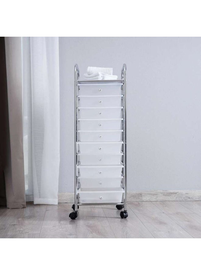 Pan Home Elwood 10 Tier Drawer rolling Cart - White - Image 1
