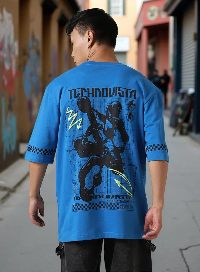 Hubberholme Men Futuristic Printed Oversized Fit T-Shirt