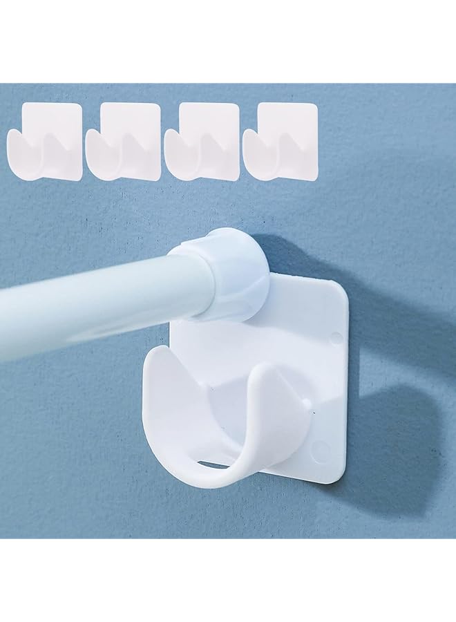 erorex 4 Pcs Adhesive Shower Curtain Rod Holder, Tension Rod Holder, No Drilling | Stick On | Wall Mount Rod Retainer  - Image 1