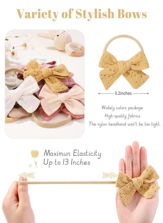 jollybows 12pcs Baby Girls Hair Bows Nylon Elastic Headband Hair Accessories for Infants Toddlers Newborn - Image 2