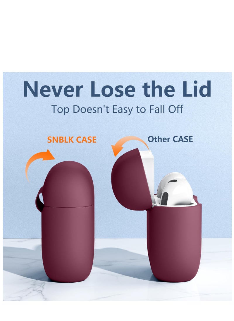 SZOXST - AirPods 4 Case Cover with Keychain Full Body Protective Shockproof Cute Soft Silicone Compatible with Airpods 4th Generation Case 2024 for Women Men Front LED Visible Burgundy Red - Image 1
