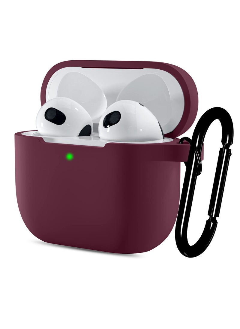 SZOXST - AirPods 4 Case Cover with Keychain Full Body Protective Shockproof Cute Soft Silicone Compatible with Airpods 4th Generation Case 2024 for Women Men Front LED Visible Burgundy Red - Image 1
