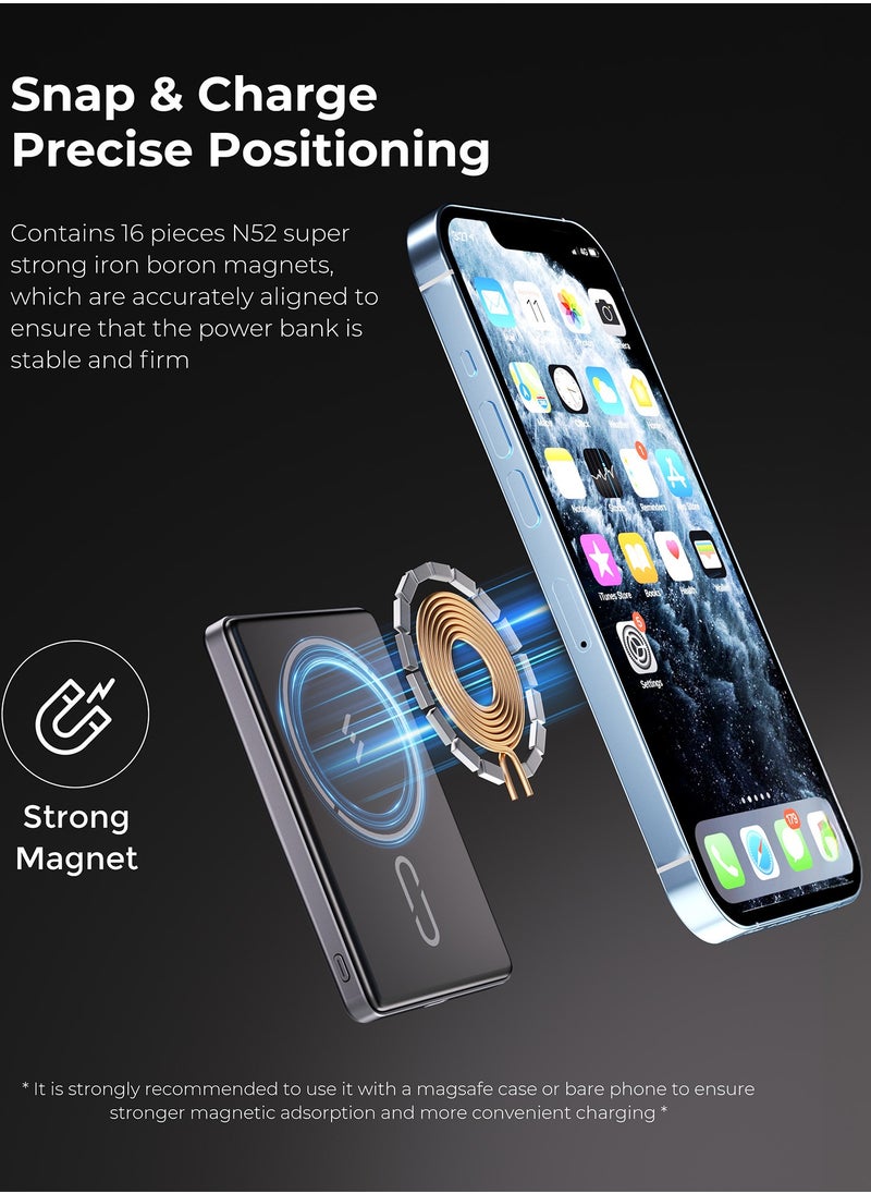 Brave - 10000mAh Magnetic Wireless Power Bank, Portable Wireless Charger with 20W Fast Charging Stand, USB-C, MagSafe Compatible for iPhone 16/16 Plus/16 Pro/16 Pro Max, iPhone 15/14/13, Samsung S25/S24/S23/S22 and More, Compact and Slim Design for Power on the Go - Image 1