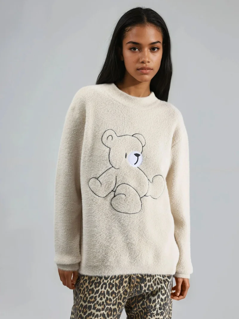 MY FASHION Oversize Teddy Bear Plush Sweater
