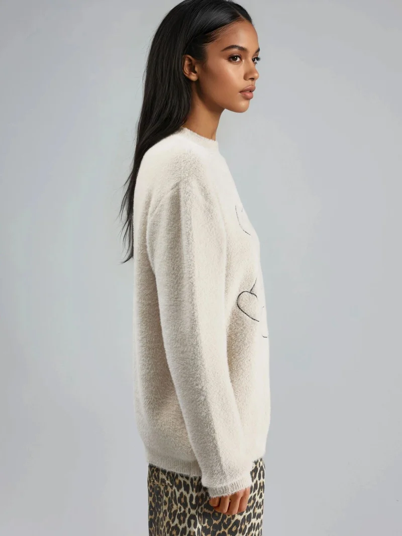 My Fashion Stone Natural MY FASHION Oversize Teddy Bear Plush Sweater for Women | Best Price UAE