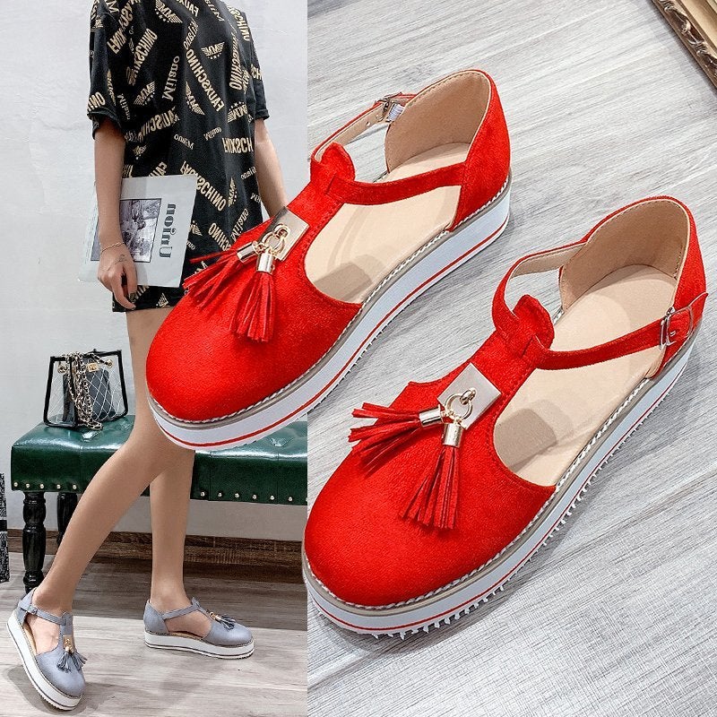 2023 Summer Fashion Large Size Independent Station Women's Shoes Hollow Tassel Roman Sponge Platform Sandals - Image 4