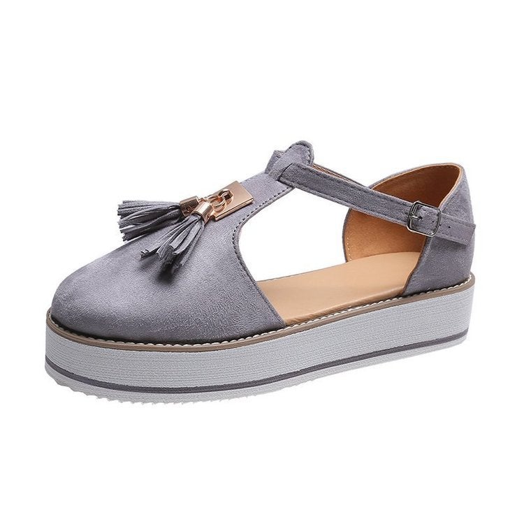 2023 Summer Fashion Large Size Independent Station Women's Shoes Hollow Tassel Roman Sponge Platform Sandals - Image 1