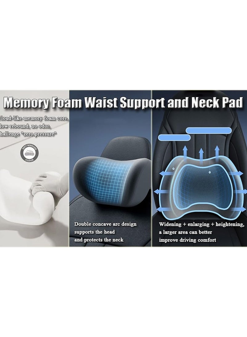 لبونير مجموعة الوسادة الخلفية والرقبة وسادة دعم أسفل الظهر للكرسي ومقاعد السيارة والكرسي المتحرك والألعاب ورئيس المكتب ومسند الرأس الرغوي المحسن لذاكرة الراحة والوسادة الخلفية (أسود) - Image 2