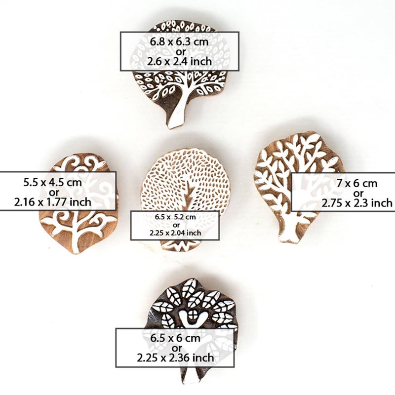 Hashcart | Set of 5 | Wooden Indian Traditional Design Printing Stamps/Blocks for Printing Saree Border/Dresses/Craft Card Making/Scrapbook/Clay Pottery - Image 4