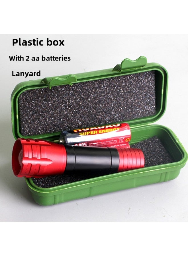 Dry Battery Flashlight Reading Student Dormitory Special Strong Light Super Bright Children's Eye Protection Small Flashlight-Product Specifications:Red 318 Red Brightness Upgraded Zoomable (2 Sections Free)  - Image 1