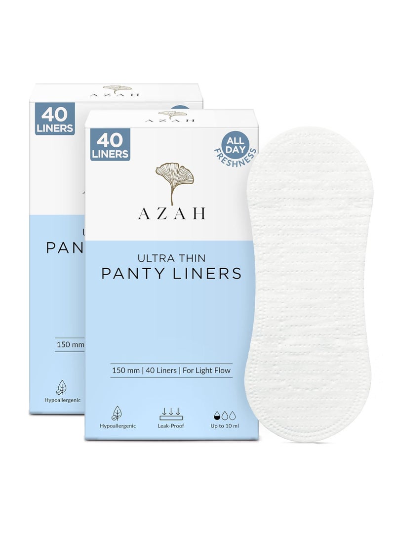 Azah Panty Liners for Women Daily use (Pack of 80) | Cottony Soft Sanitary Pads for Women | Pantyliners Pads Perfect For White Discharge & Light Spotting | Panty Liner Pads Sanitary Napkins - Image 1