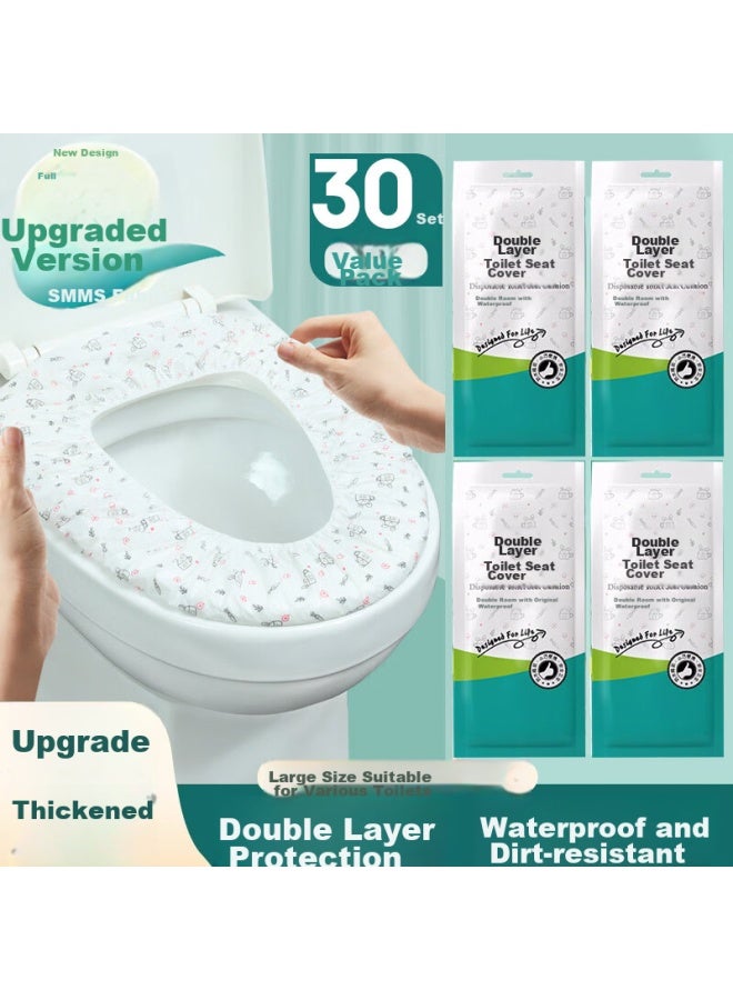 Jajalin 30-pack Disposable Toilet Seat Covers, Double-layer Non-woven Fabric Toilet Seat Protectors, Extra Large Thick Maternity Toilet Seat Cushions - Image 1