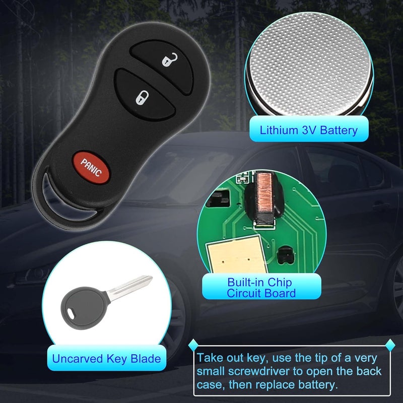 GQ43VT9T Keyless Entry Remote Key Fob with Transponder Chip for Dodge Ram 1500 2500 3500 1999–2002, Jeep Grand Cherokee 1999–2004, 3 Buttons - Image 4