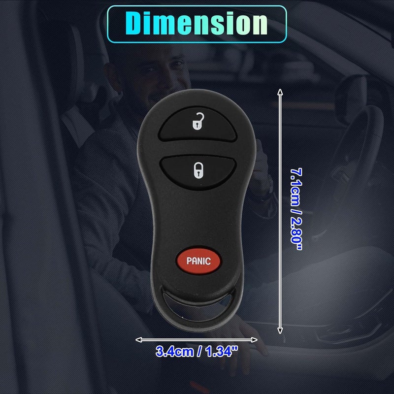 GQ43VT9T Keyless Entry Remote Key Fob with Transponder Chip for Dodge Ram 1500 2500 3500 1999–2002, Jeep Grand Cherokee 1999–2004, 3 Buttons - Image 2