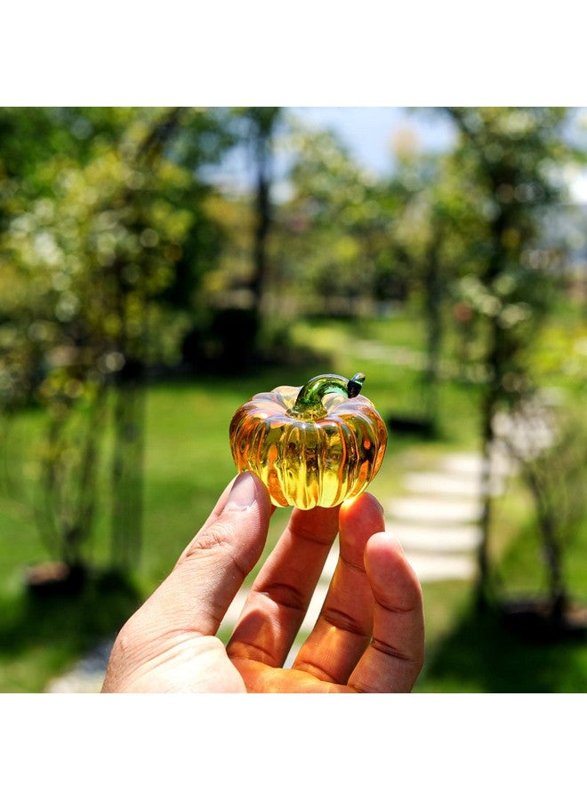 LONGWIN Mini Crystal Pumpkin Collectible Figurines Glass Pumpkin Figurine Paperweight Tabletop Decorative Ornaments For Fall Harvest Thanksgiving Halloween Home Decor Ornaments - Image 3