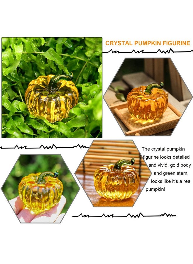 LONGWIN Mini Crystal Pumpkin Collectible Figurines Glass Pumpkin Figurine Paperweight Tabletop Decorative Ornaments For Fall Harvest Thanksgiving Halloween Home Decor Ornaments - Image 4