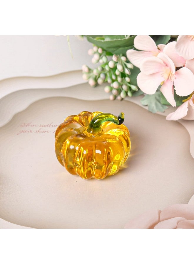 LONGWIN Mini Crystal Pumpkin Collectible Figurines Glass Pumpkin Figurine Paperweight Tabletop Decorative Ornaments For Fall Harvest Thanksgiving Halloween Home Decor Ornaments - Image 2