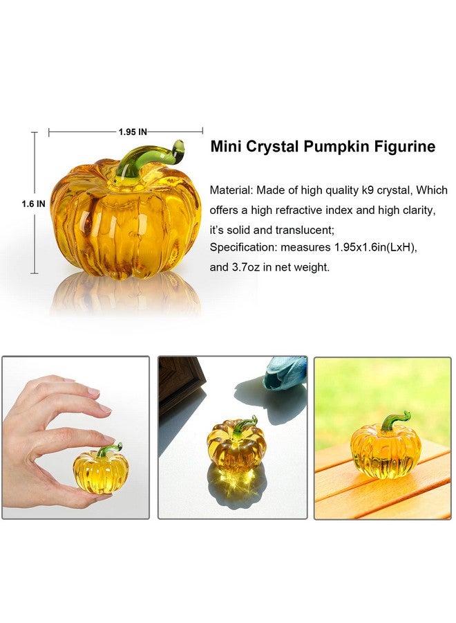 LONGWIN Mini Crystal Pumpkin Collectible Figurines Glass Pumpkin Figurine Paperweight Tabletop Decorative Ornaments For Fall Harvest Thanksgiving Halloween Home Decor Ornaments - Image 5