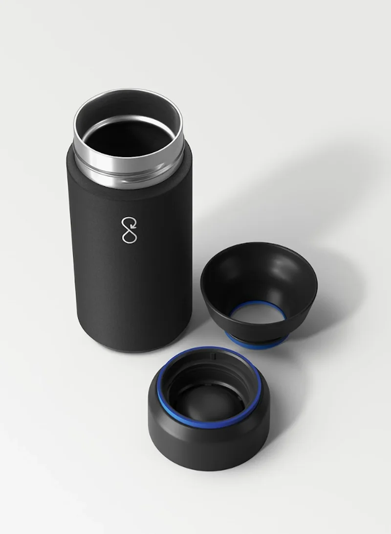 Ocean Bottle Brew Flask With 360º Leak Proof Lid Eco-Friendly Bottle 350ml - Obsidian Black
