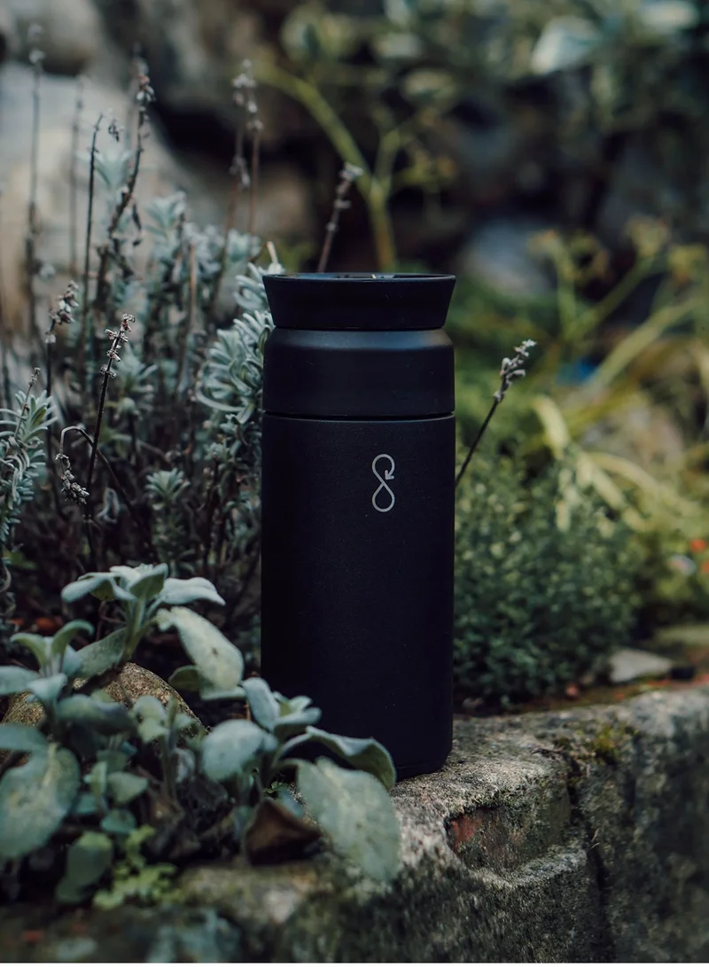 Ocean Bottle Brew Flask With 360º Leak Proof Lid Eco-Friendly Bottle 350ml - Obsidian Black