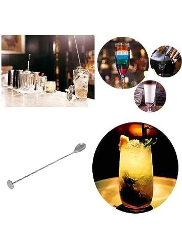 FINALITY finality Stainless Steel Twisted Design Coin Bar Spoon Cocktail Mixing Spoon Long Handle Stirring Spoon Size30cm Pack of 1  - Image 5