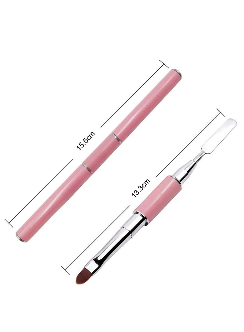 كيلا فرشاة اظافر  فرش اظافر  فرشاة تزيين الأظافر ذات الطرفين، فرشاة ومقص من الجل متعدد الاستخدامات، تصميمان في واحد، أداة للعناية بالأظافر، لتمديد أظافر الأكريليك والجل متعدد الاستخدامات بالأشعة فوق البنفسجية، تصميم فني للأظافر، صالون الرسم والرسم، اصنعها بنفسك (وردي) - Image 3