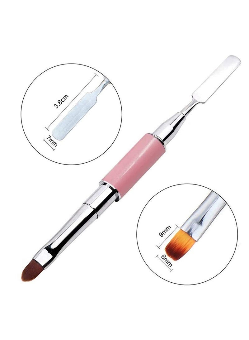 كيلا فرشاة اظافر  فرش اظافر  فرشاة تزيين الأظافر ذات الطرفين، فرشاة ومقص من الجل متعدد الاستخدامات، تصميمان في واحد، أداة للعناية بالأظافر، لتمديد أظافر الأكريليك والجل متعدد الاستخدامات بالأشعة فوق البنفسجية، تصميم فني للأظافر، صالون الرسم والرسم، اصنعها بنفسك (وردي) - Image 4