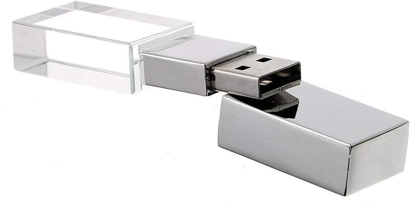 HONGPAS New Crystal Transparent Rectangle Genuine USB Flash Drive 3.0 LED Light Memory Stick Birthday Wedding Gift Pen Drive,Silver (16GB) - Image 4
