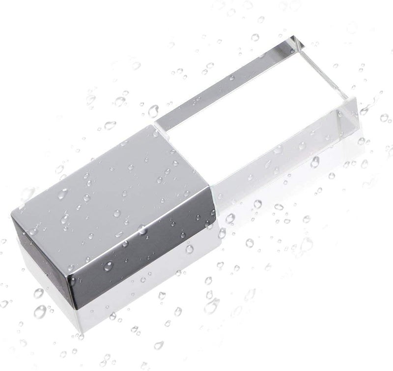 HONGPAS New Crystal Transparent Rectangle Genuine USB Flash Drive 3.0 LED Light Memory Stick Birthday Wedding Gift Pen Drive,Silver (16GB) - Image 1