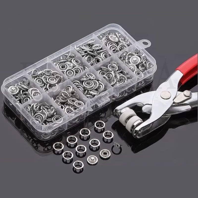 DAPEMPORIUM DAPEMPORIUM Premium Metal Snap Grommet Tools SetHand Pressure Fastener Pliers Fabric Snaps Grommet Stainless Steel Buttons Setting Tools for Clothes Jackets Jeans Bags Leather Belt Shoes  - Image 1