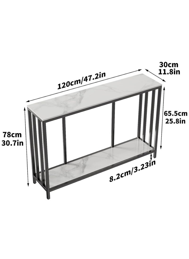 AGD Narrow Console Table for Entryway, High Gloss Hallway Table with Bottom Shelf Modern for Side Sofa, Foyer, Living Room, 78x30x120cm  - Image 3