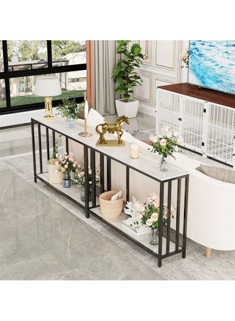 Narrow Console Table for Entryway, High Gloss Hallway Table with Bottom Shelf Modern for Side Sofa, Foyer, Living Room, 78x30x120cm