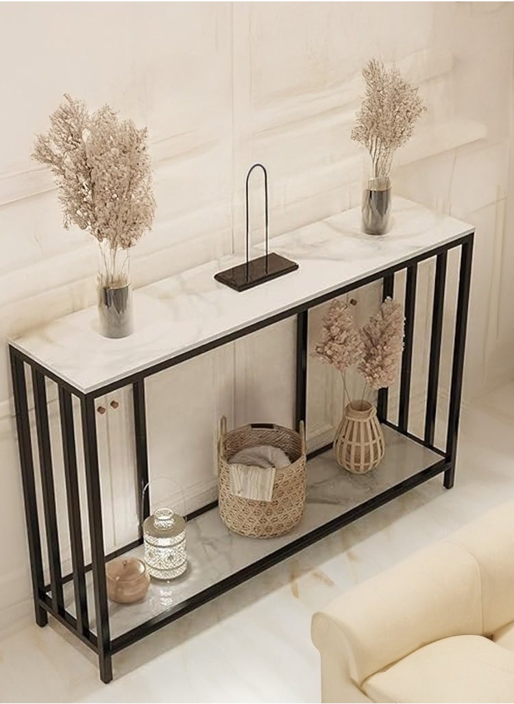 AGD Narrow Console Table for Entryway, High Gloss Hallway Table with Bottom Shelf Modern for Side Sofa, Foyer, Living Room, 78x30x120cm  - Image 1