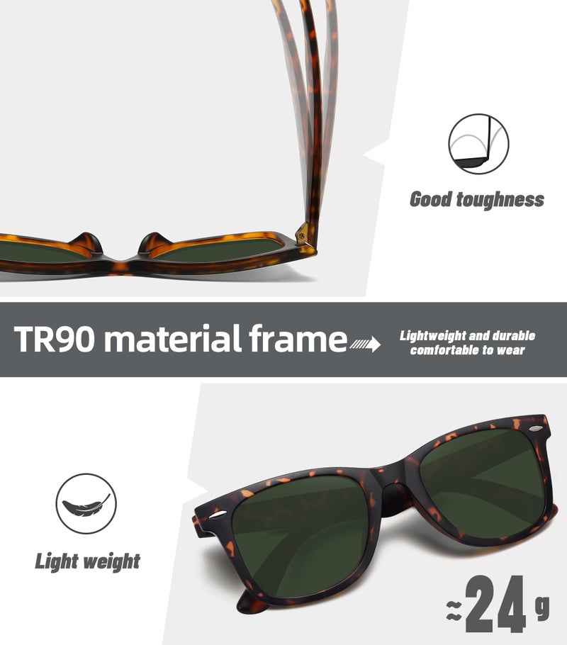 MEETSUN نظارات شمسية قطبية MEETSUN للرجال والنساء بإطار مربع كلاسيكي ريترو للحماية من الشمس UV400 لون أخضر مرقط - Image 5